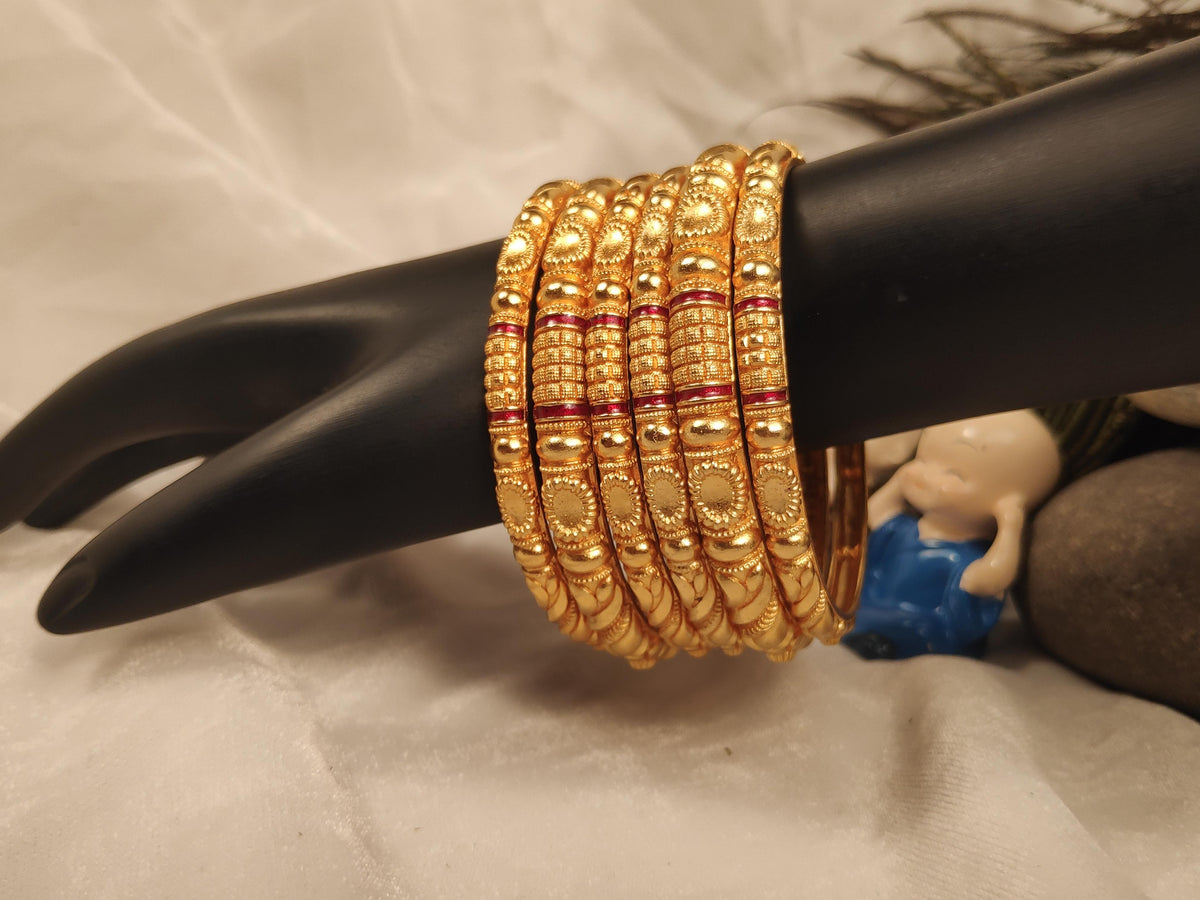 1 Gram Gold Plated Traditional Bangles for Women