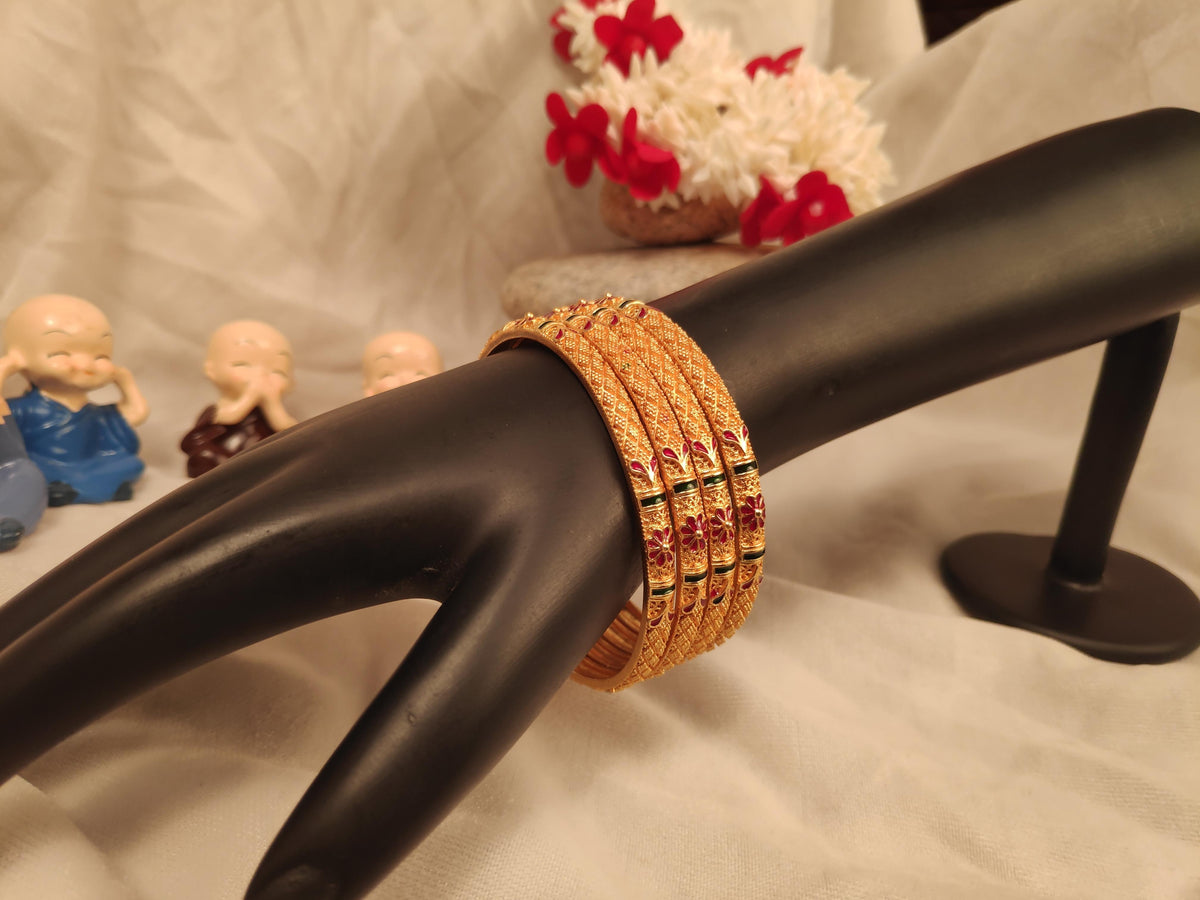 1 Gram Gold Plated Traditional Bangles for Women