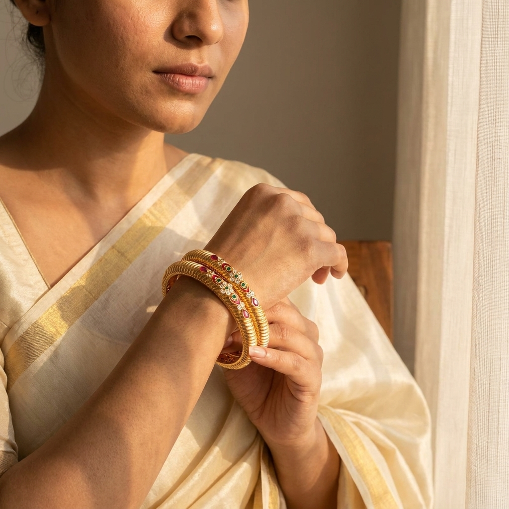 1 Gram Gold Plated Traditional Bangles for Women