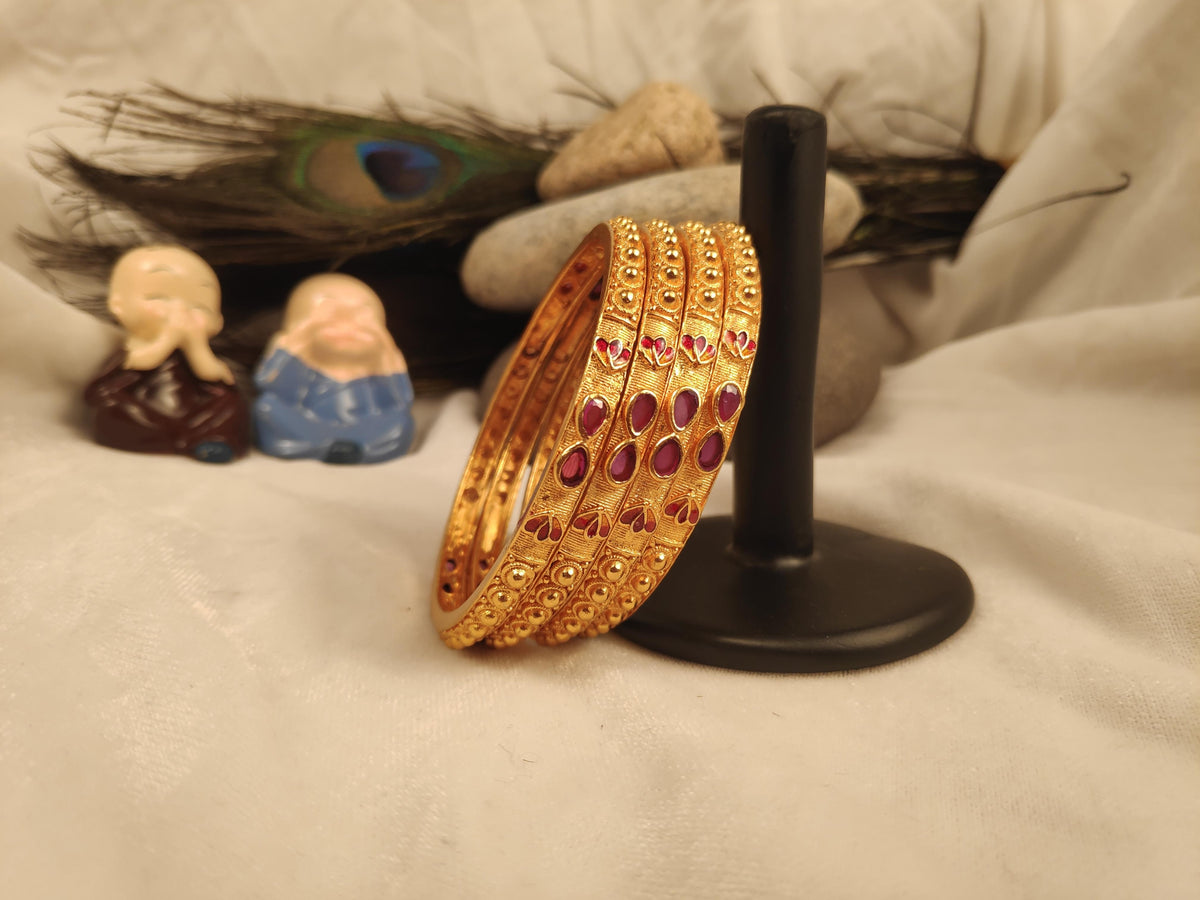 1 Gram Gold Plated Traditional Bangles for Women