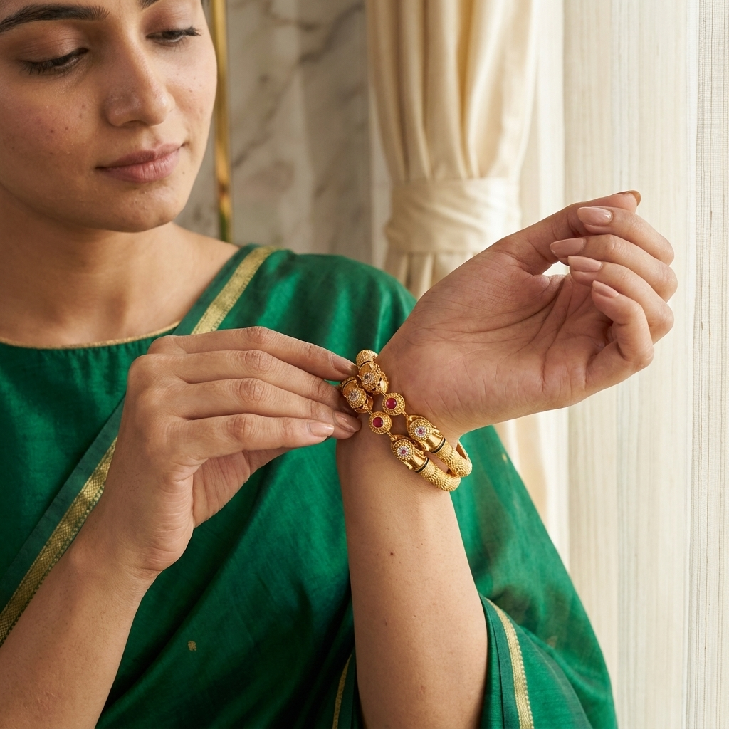 1 Gram Gold Plated Traditional Bangles for Women