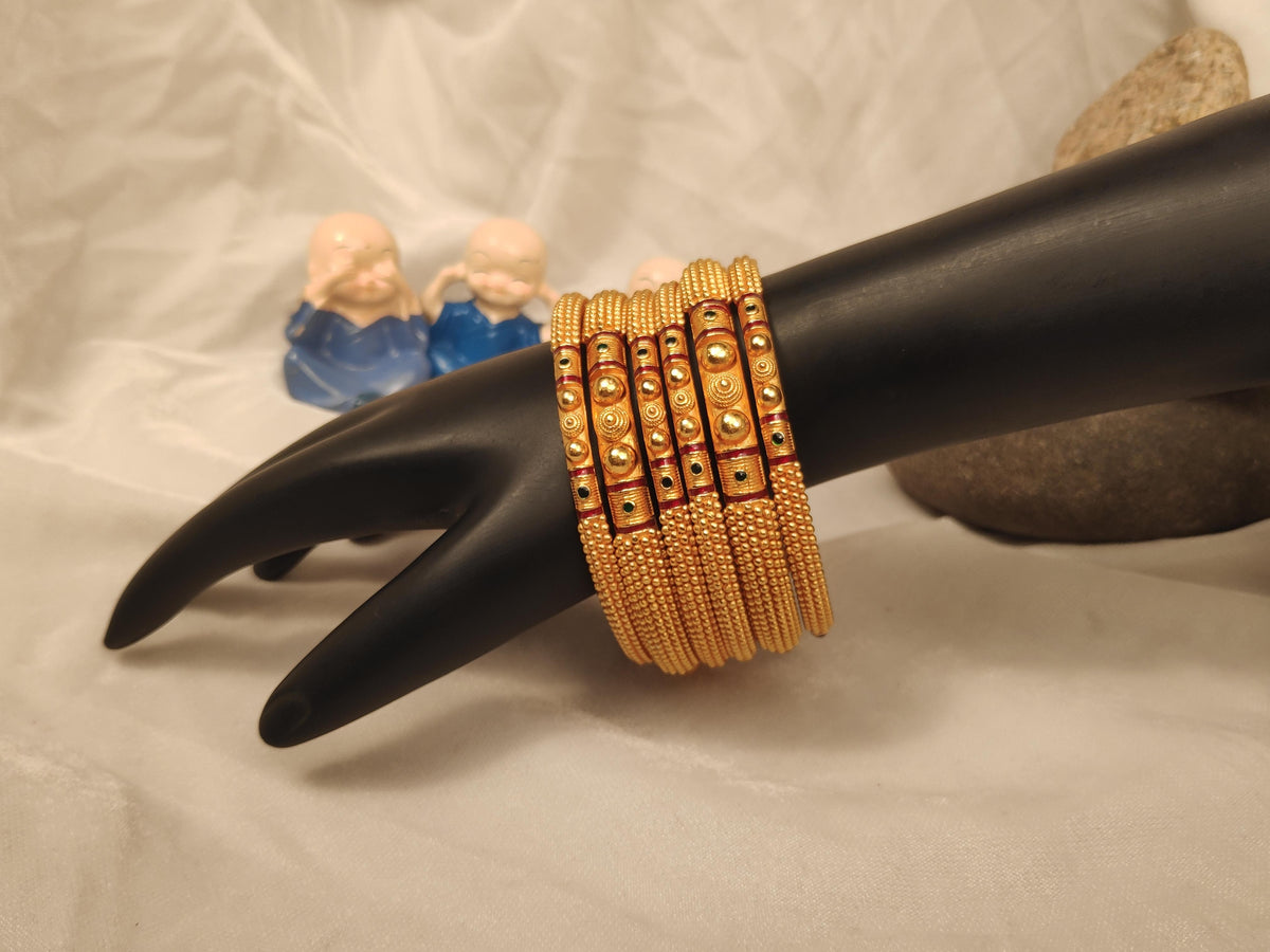 1 Gram Gold Plated Traditional Bangles for Women
