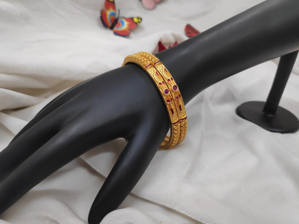 1 Gram Gold Plated Traditional Bangles for Women