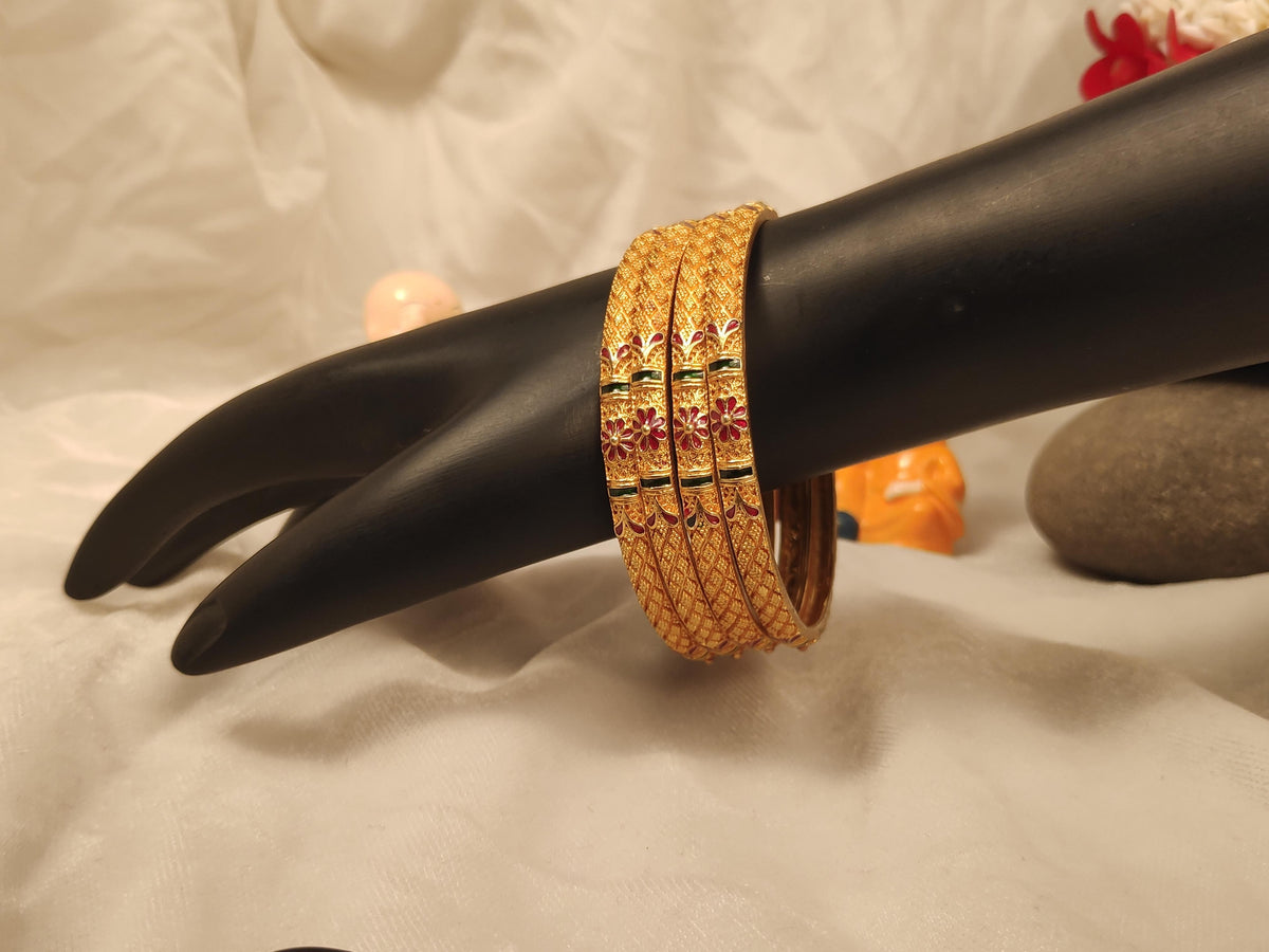 1 Gram Gold Plated Traditional Bangles for Women