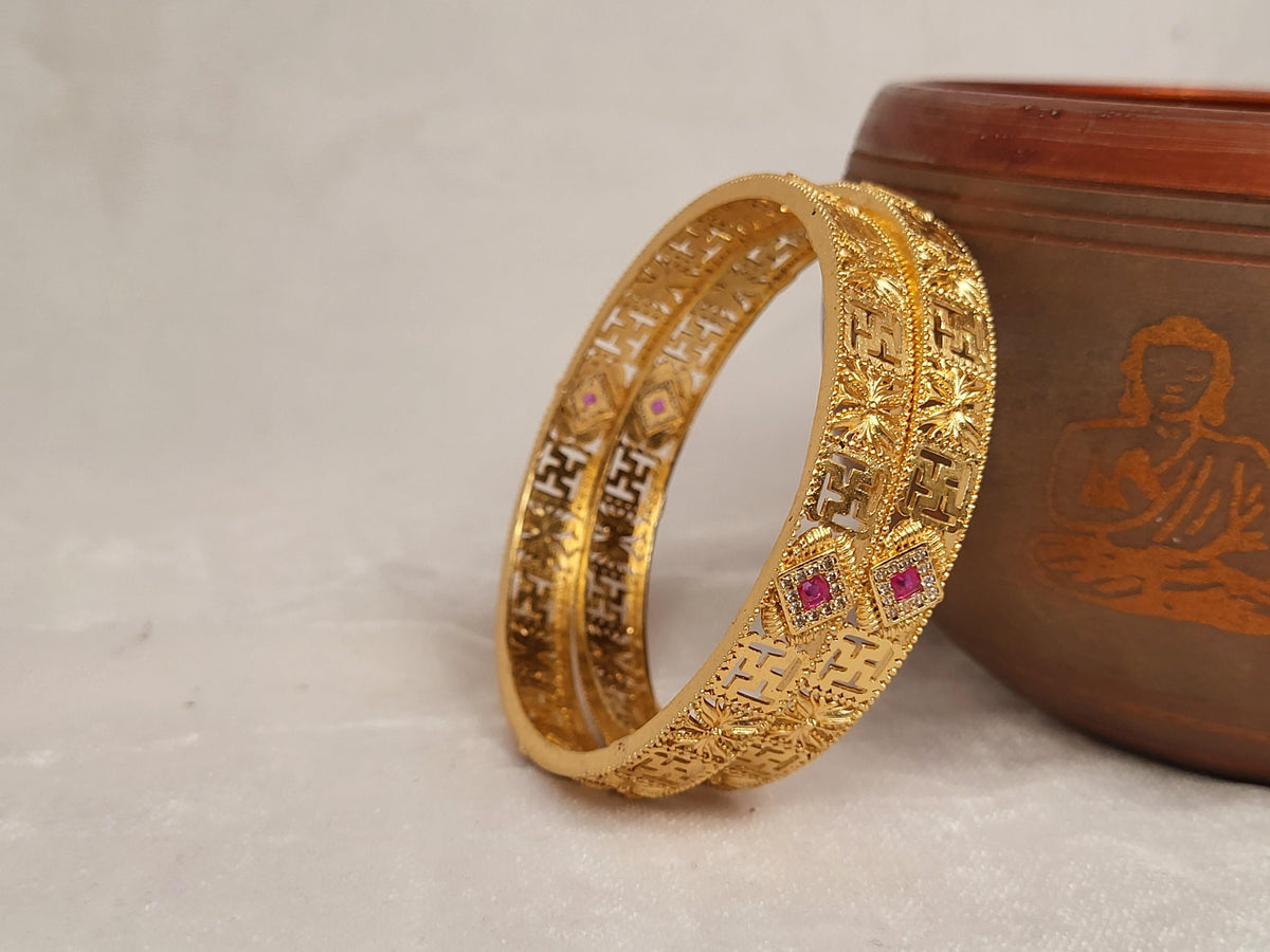 1 Gram Gold-Plated Brass Rajasthani Bangles