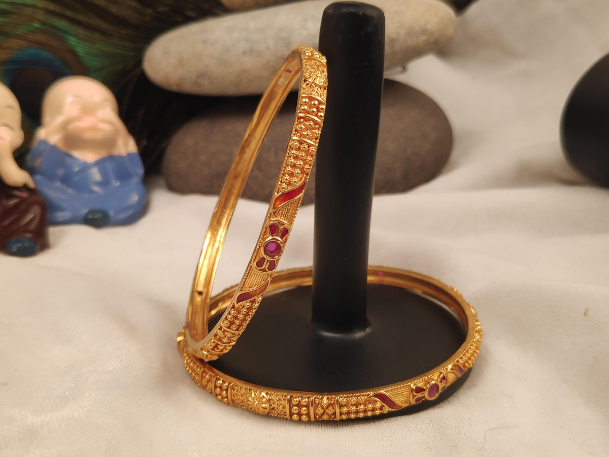 1 Gram Gold Plated Traditional Bangles for Women