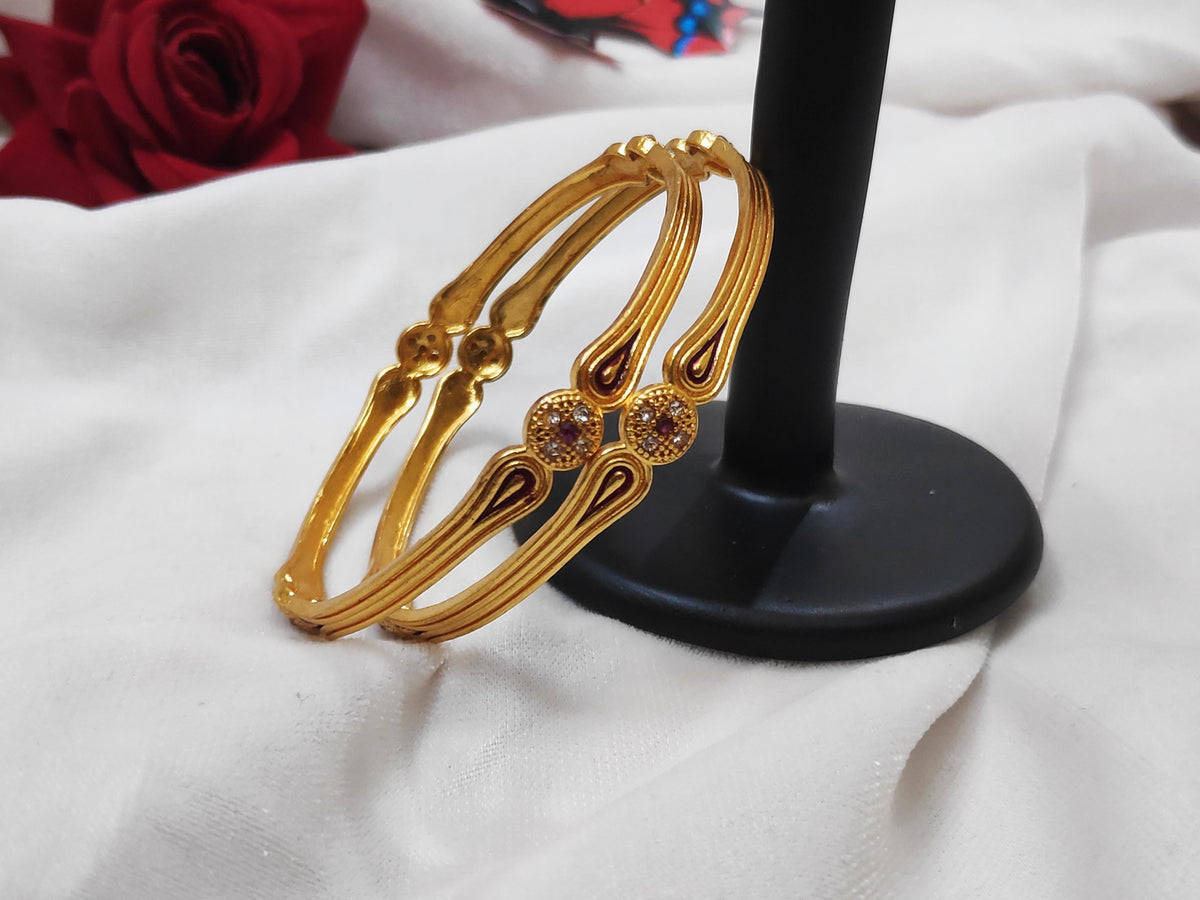 1 Gram Gold Plated Traditional Bangles for Women