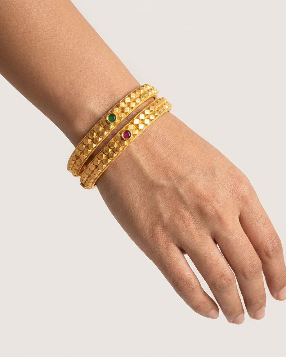 Elegant Brass Bangles with One Gram Gold Plating ÔøΩ Set of 2