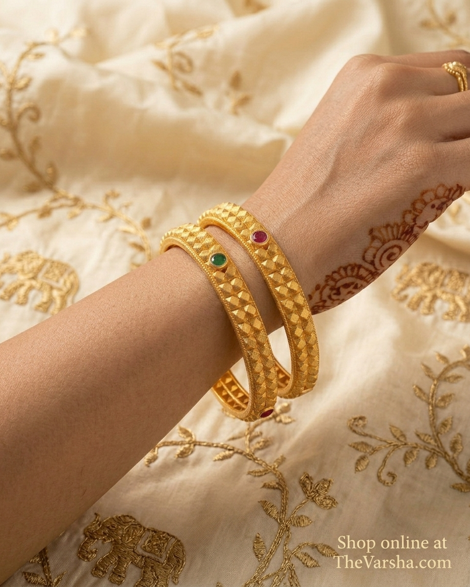 Elegant Brass Bangles with One Gram Gold Plating ÔøΩ Set of 2