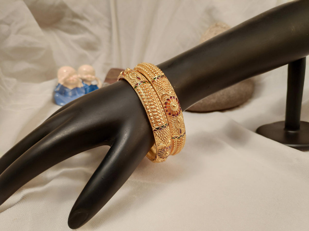 1 Gram Gold Plated Traditional Bangles for Women