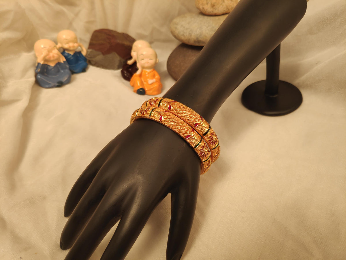 1 Gram Gold Plated Traditional Bangles for Women
