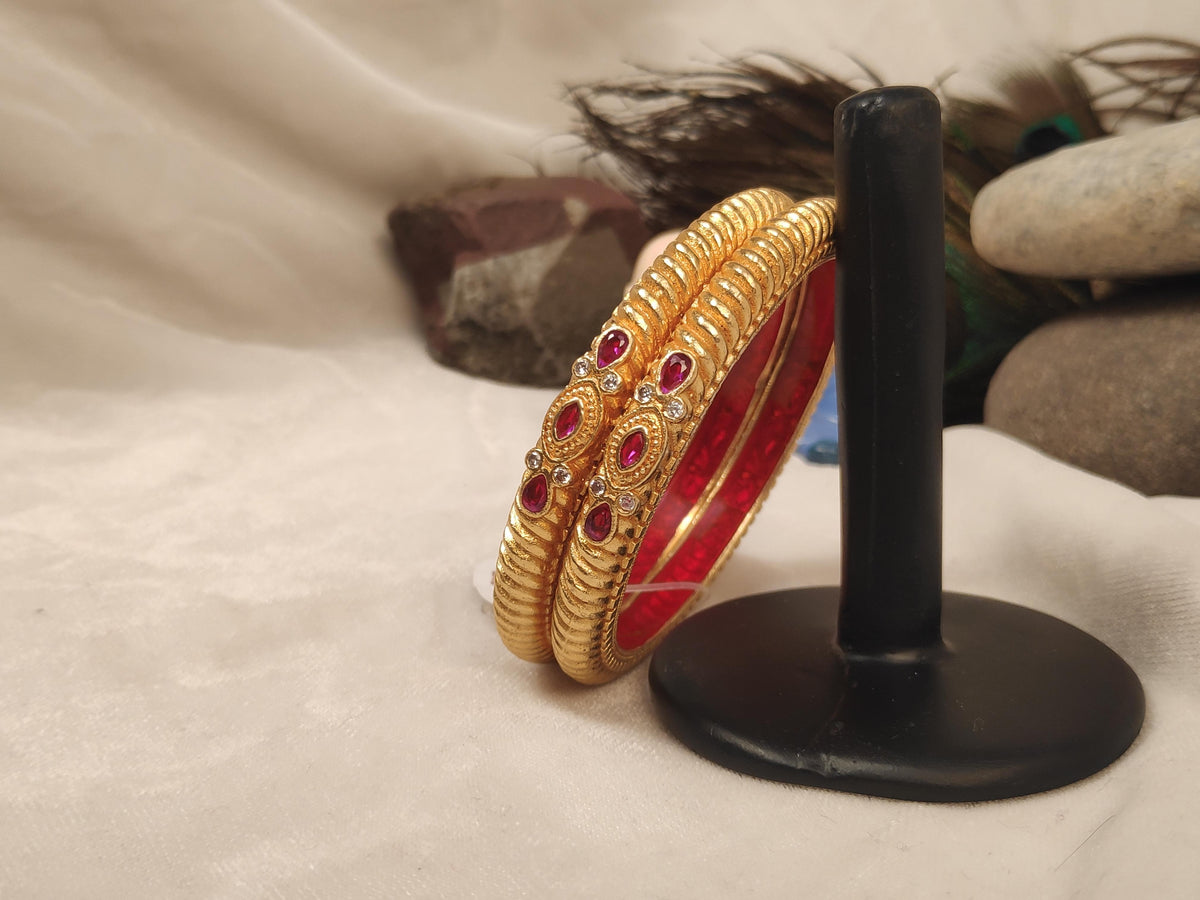 1 Gram Gold Plated Traditional Bangles for Women