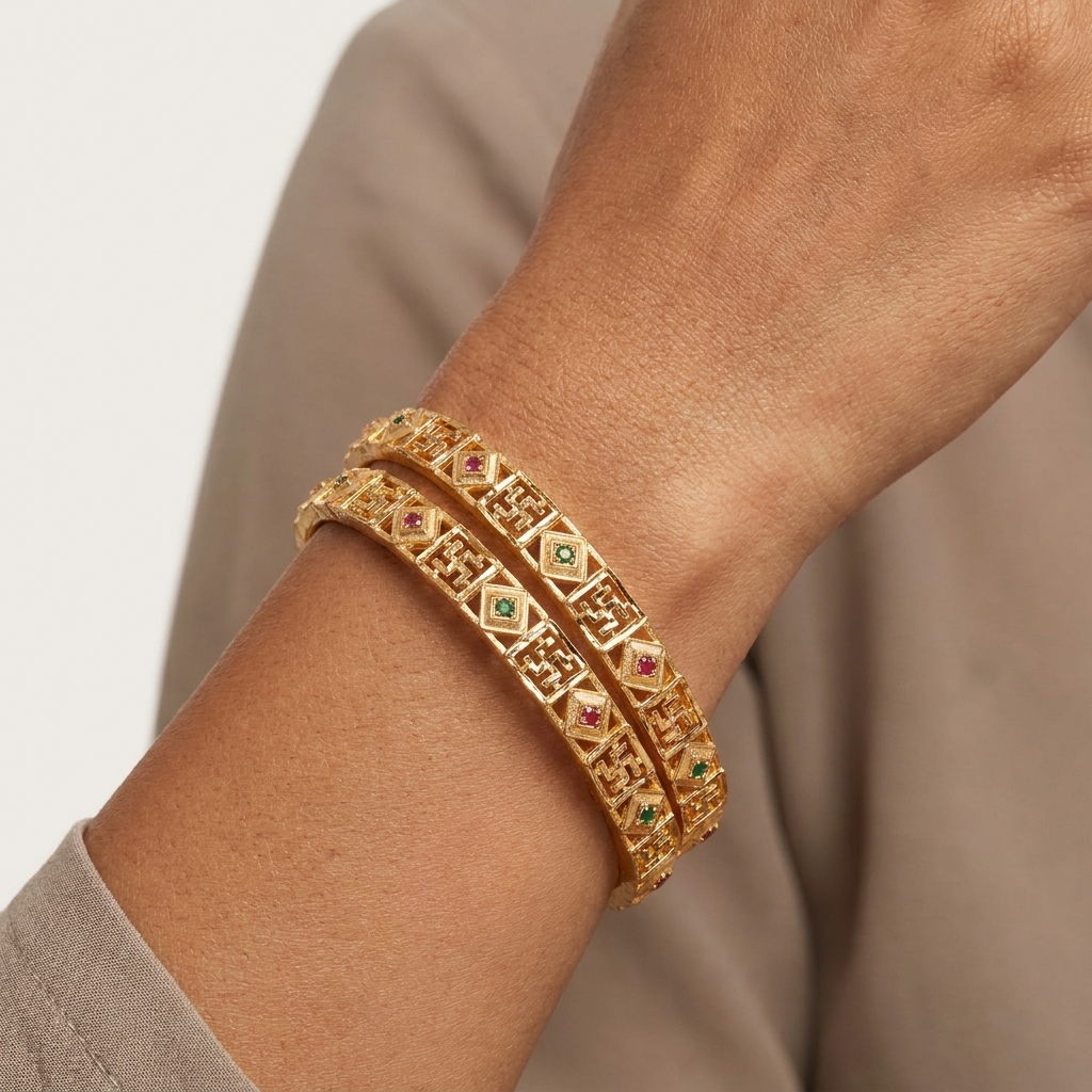 1 Gram Gold Plated Traditional Bangles for Women