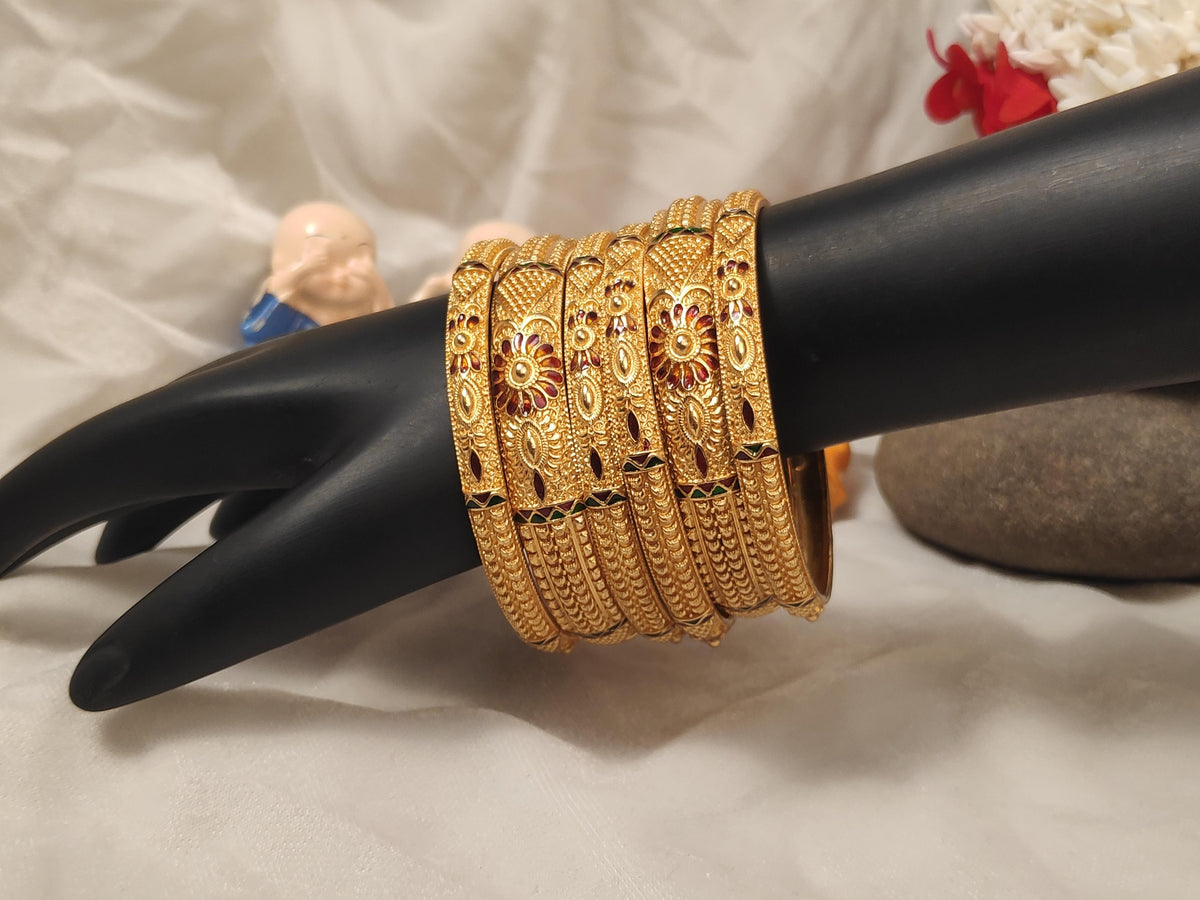 1 Gram Gold Plated Traditional Bangles for Women