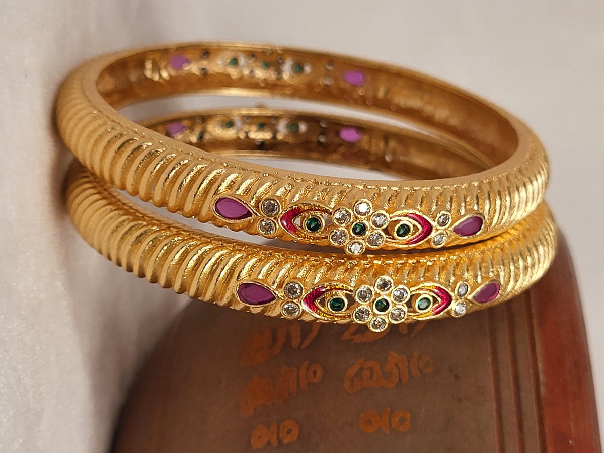 1 Gram Gold Plated Traditional Bangles for Women