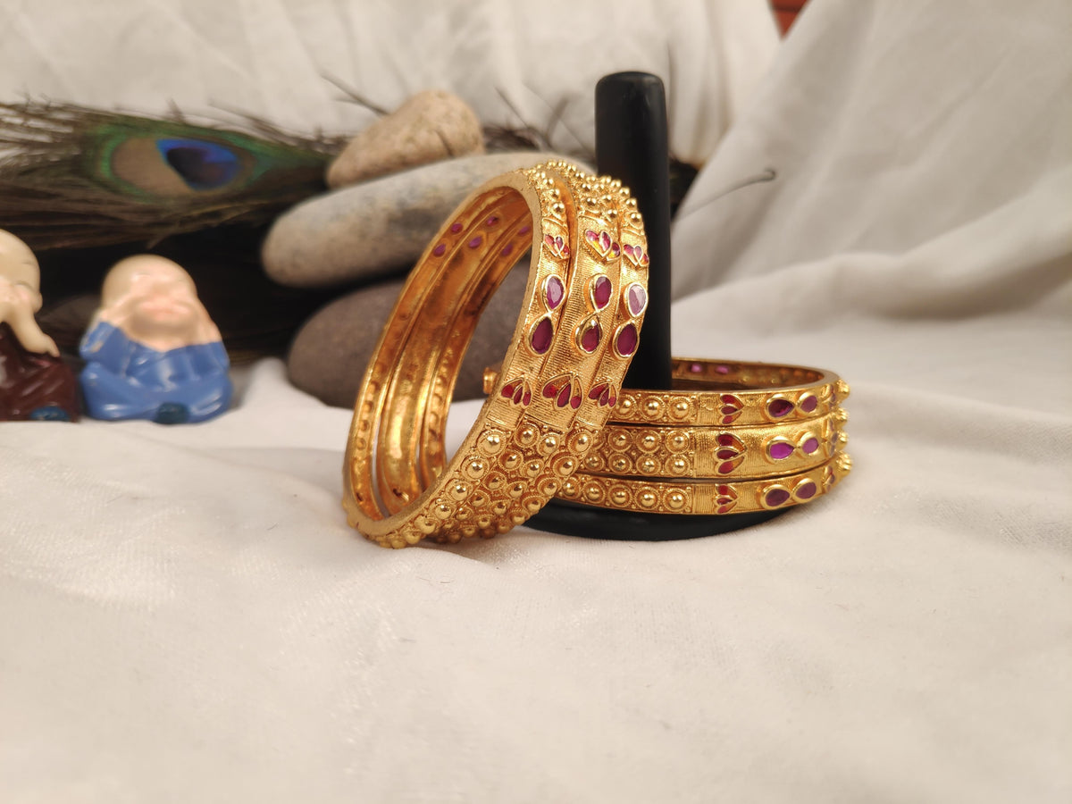 1 Gram Gold Plated Traditional Bangles for Women