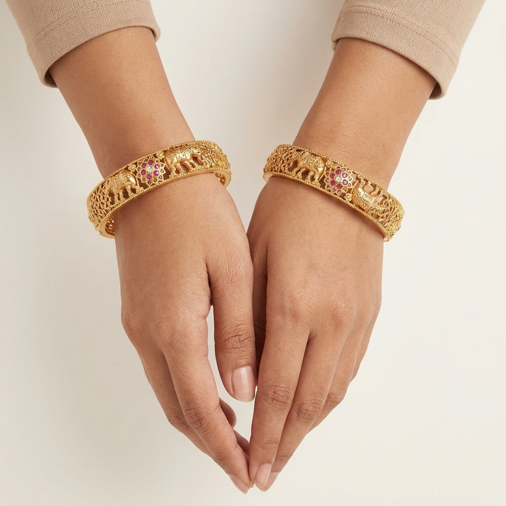 1 Gram Gold Plated Traditional Bangles for Women