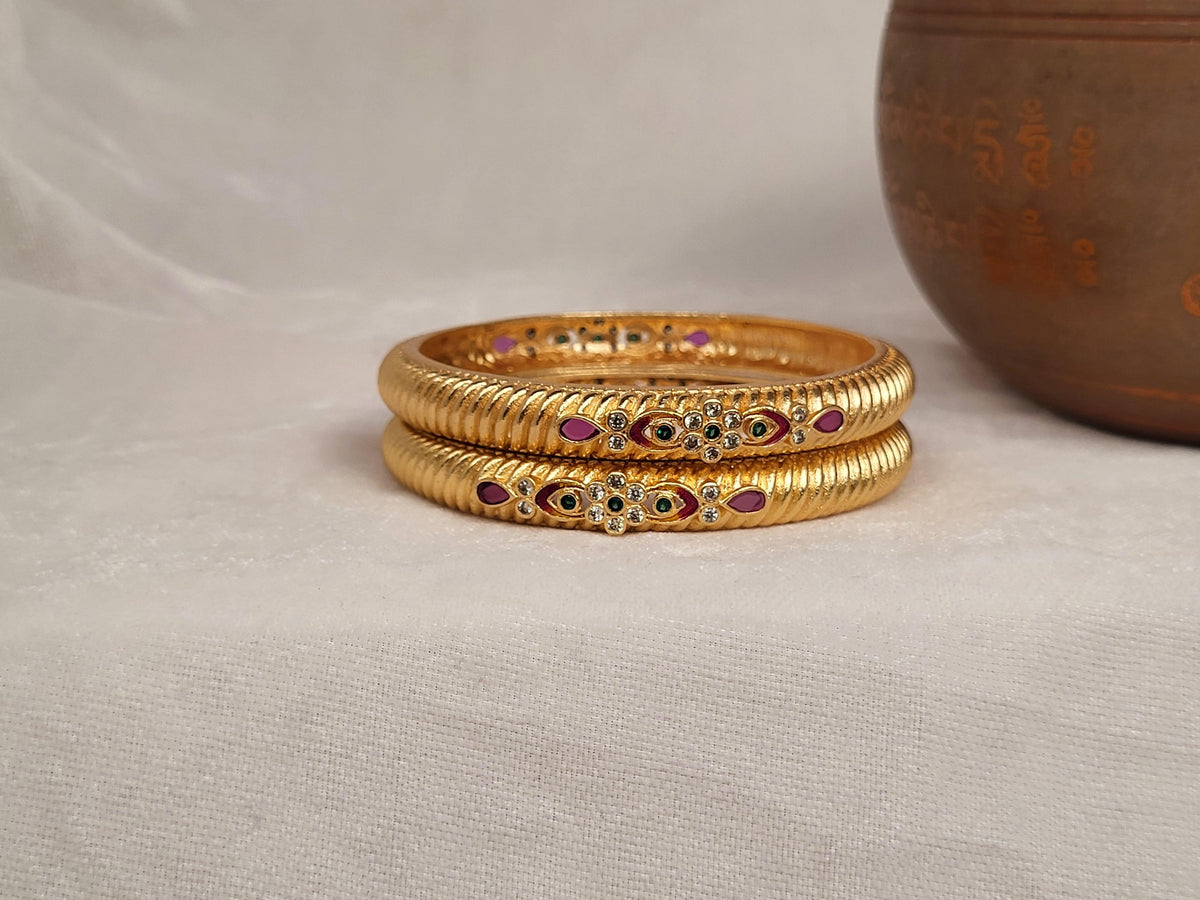 1 Gram Gold Plated Traditional Bangles for Women