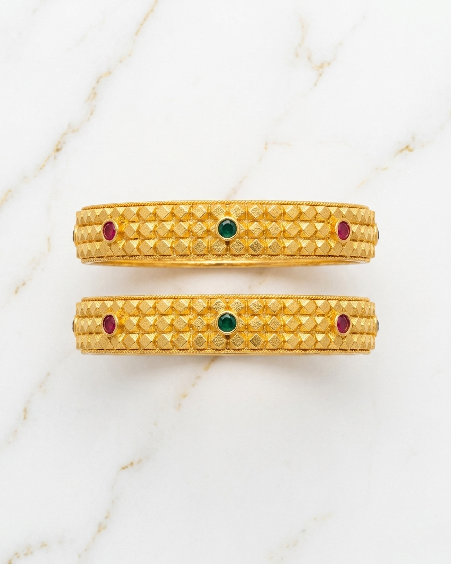 Elegant Brass Bangles with One Gram Gold Plating ÔøΩ Set of 2