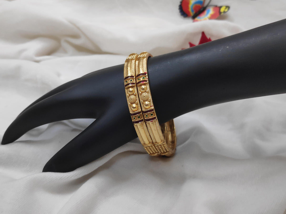 1 Gram Gold Plated Traditional Bangles for Women