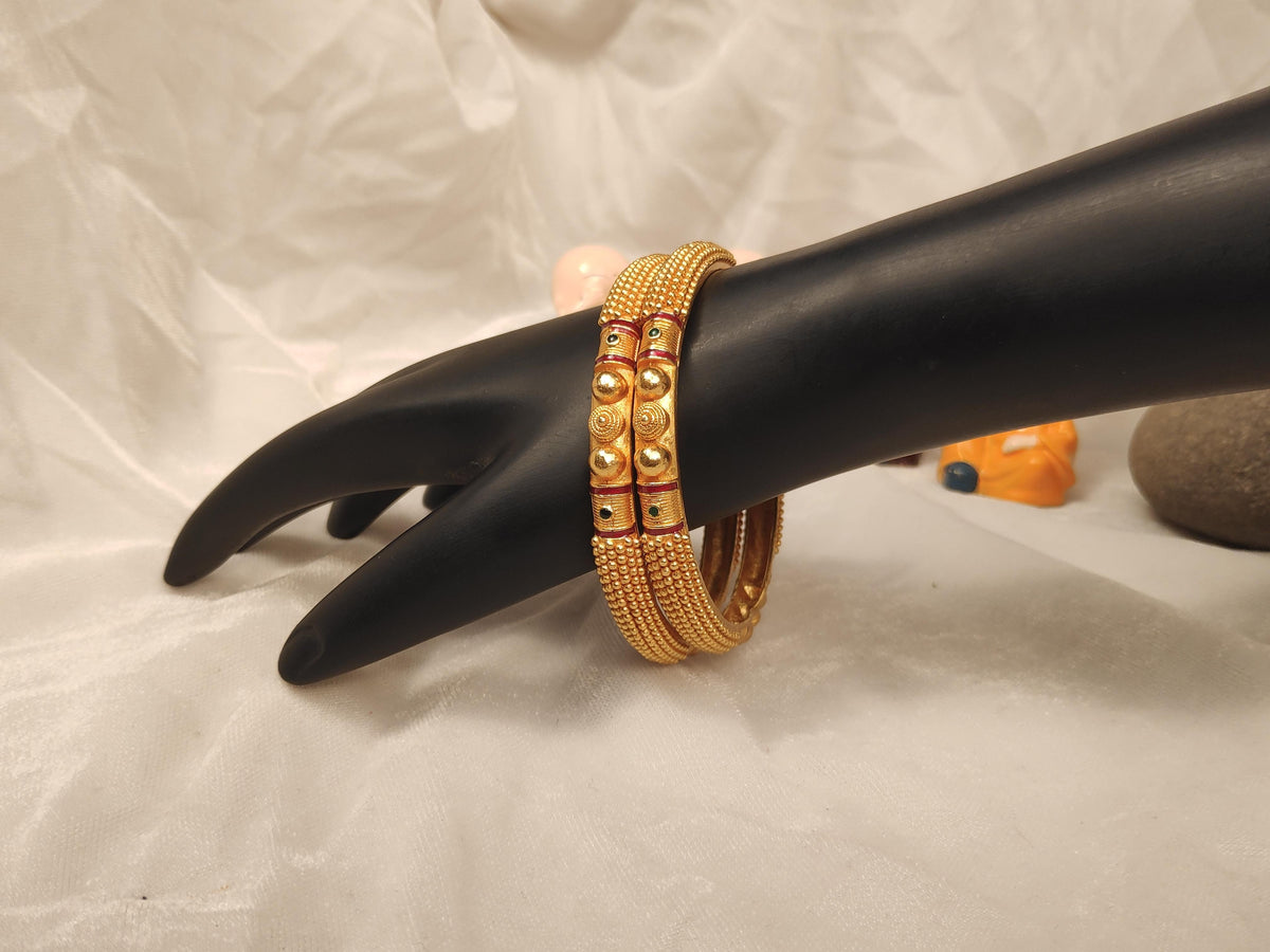 1 Gram Gold Plated Traditional Bangles for Women