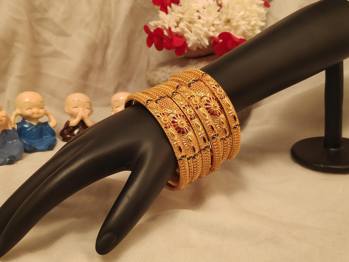 1 Gram Gold Plated Traditional Bangles for Women