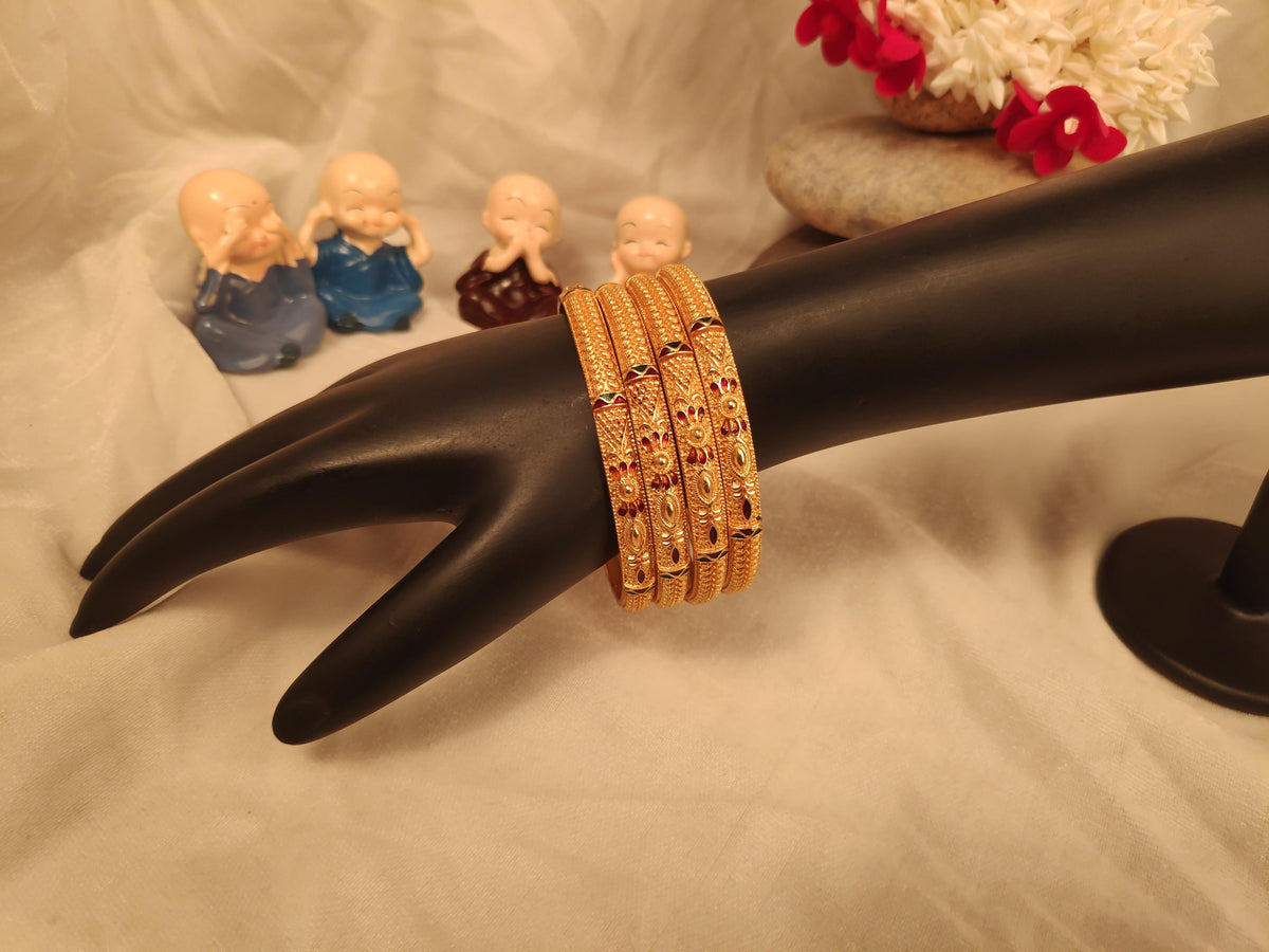 1 Gram Gold Plated Traditional Bangles for Women
