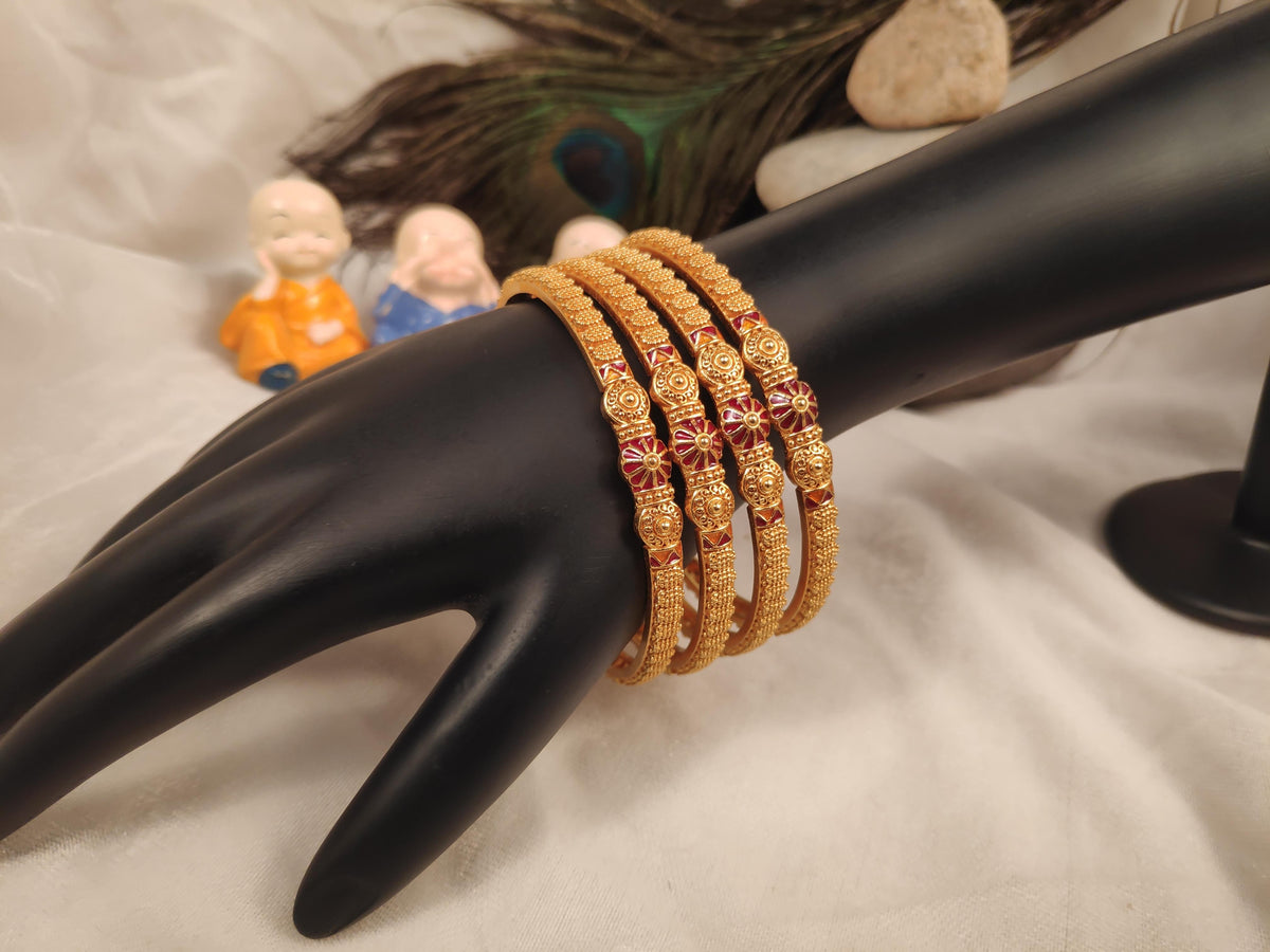 1 Gram Gold Plated Traditional Bangles for Women