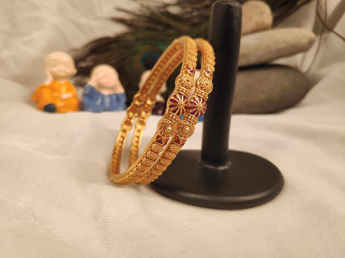 1 Gram Gold Plated Traditional Bangles for Women