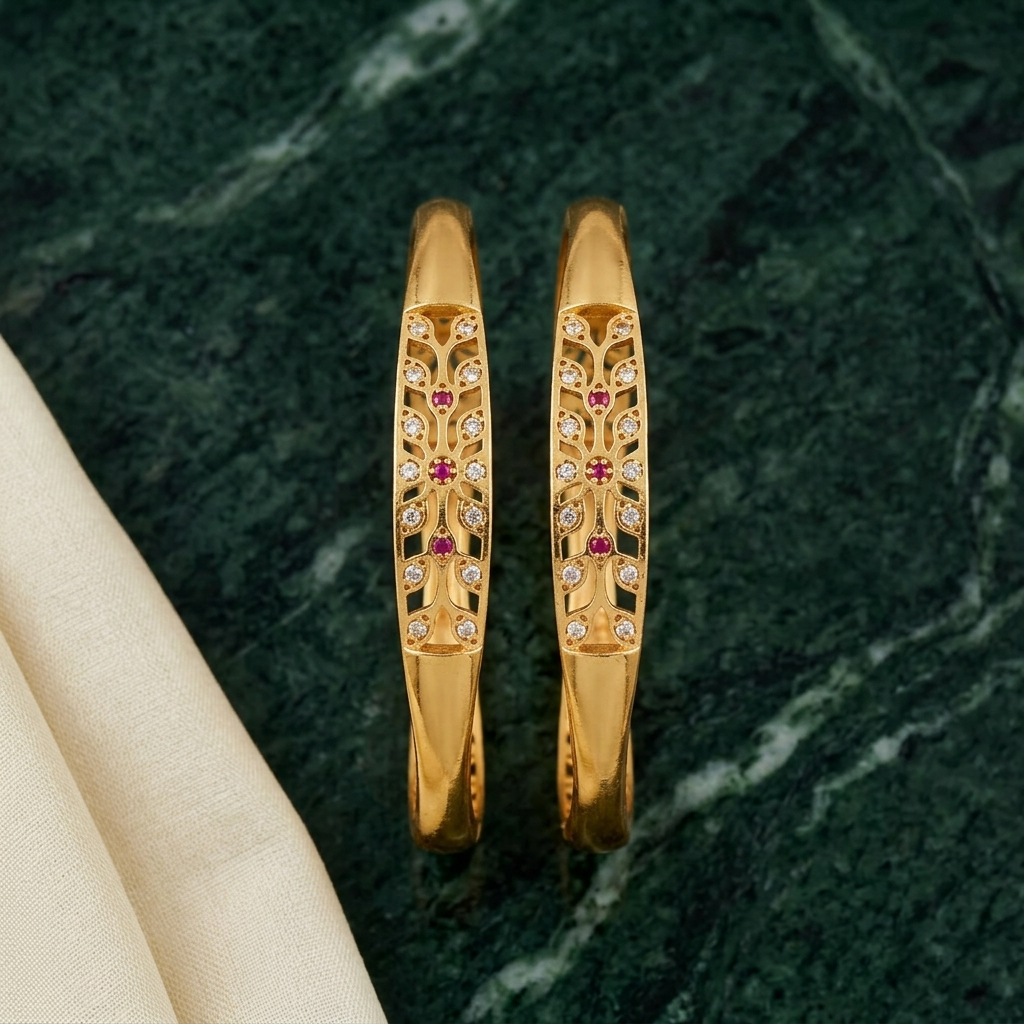 1 Gram Gold Plated Traditional Bangles for Women