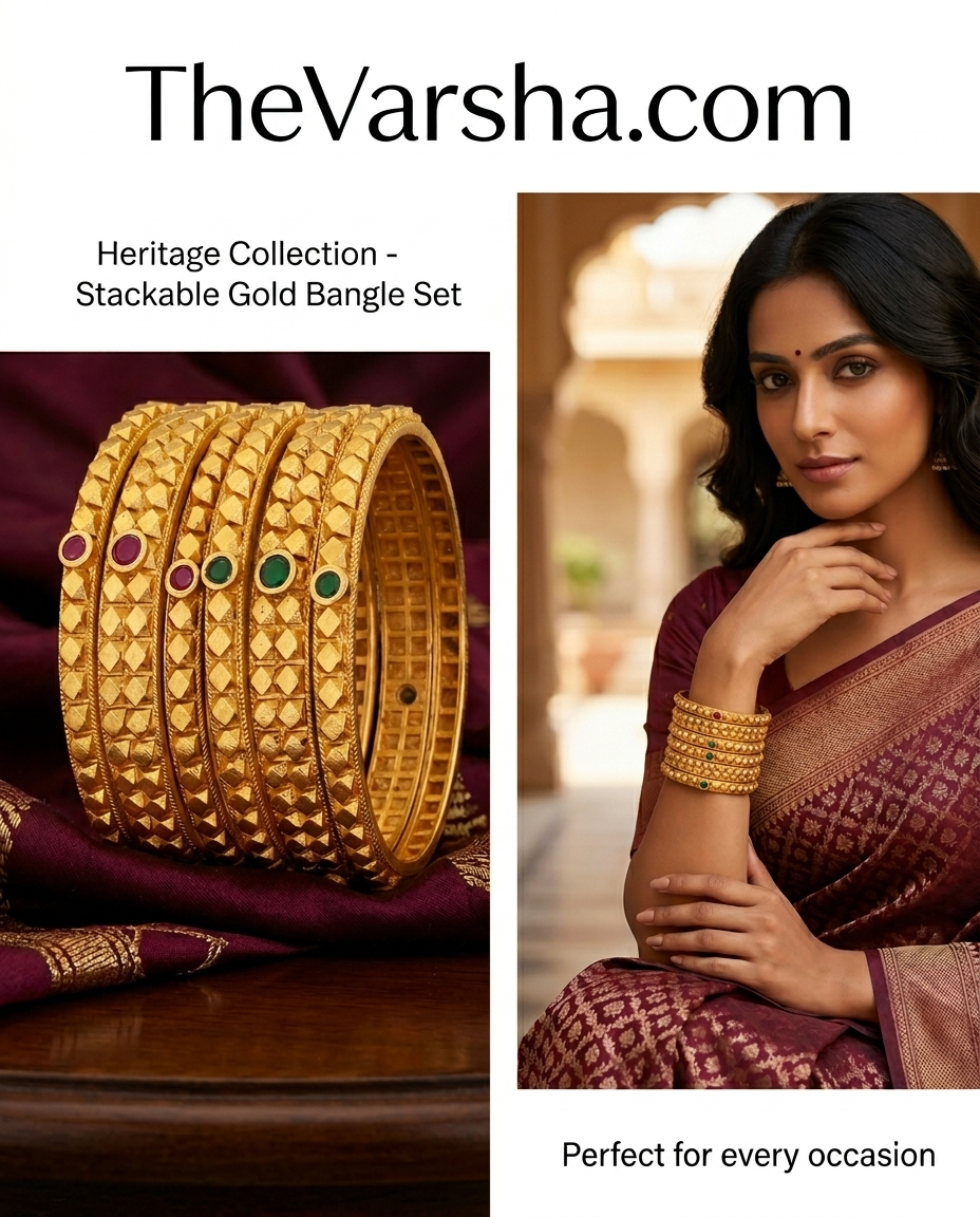 Elegant Brass Bangles with One Gram Gold Plating ÔøΩ Set of 6