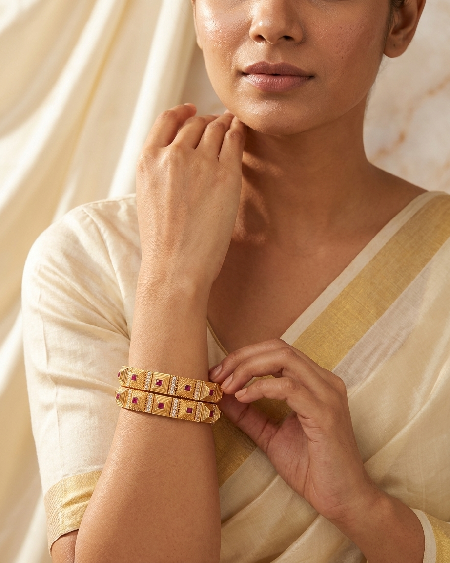 1 Gram Gold Plated Traditional Bangles for Women