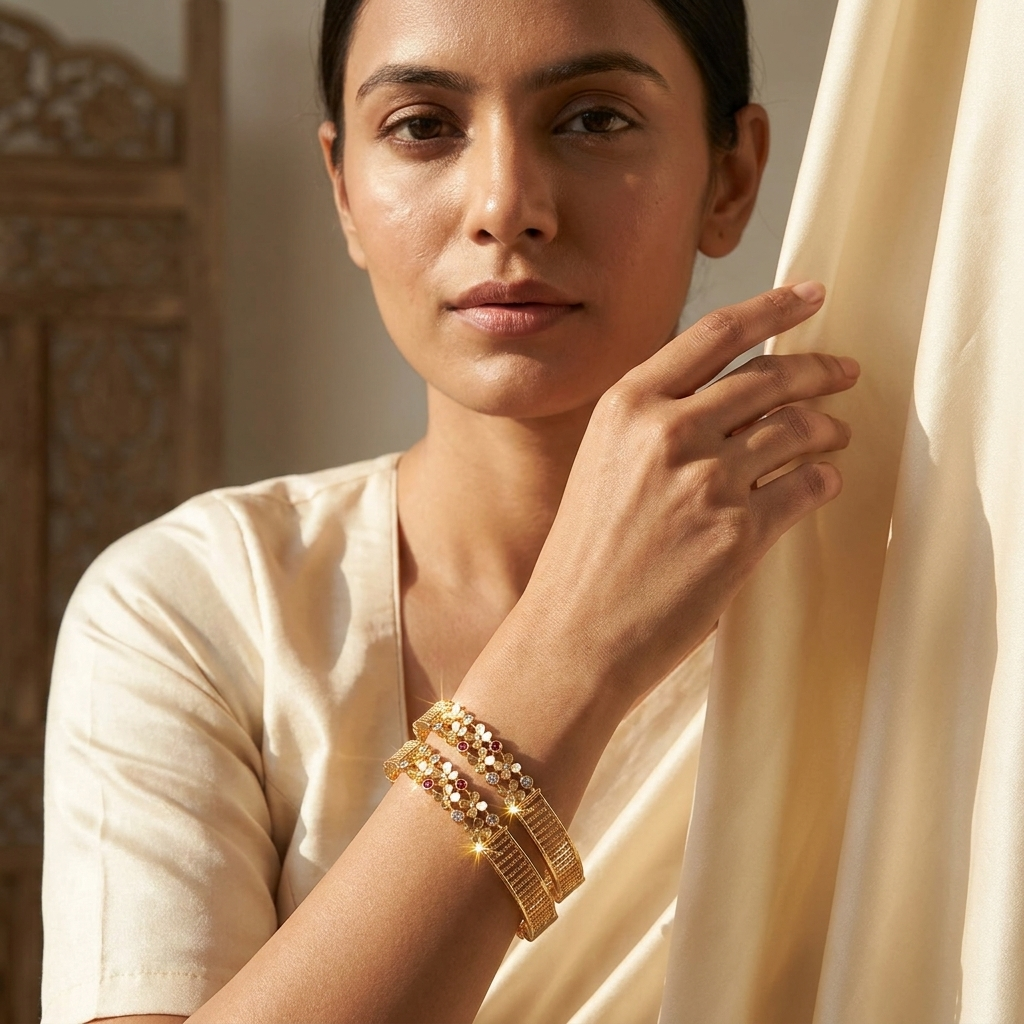 1 Gram Gold Plated Traditional Bangles for Women