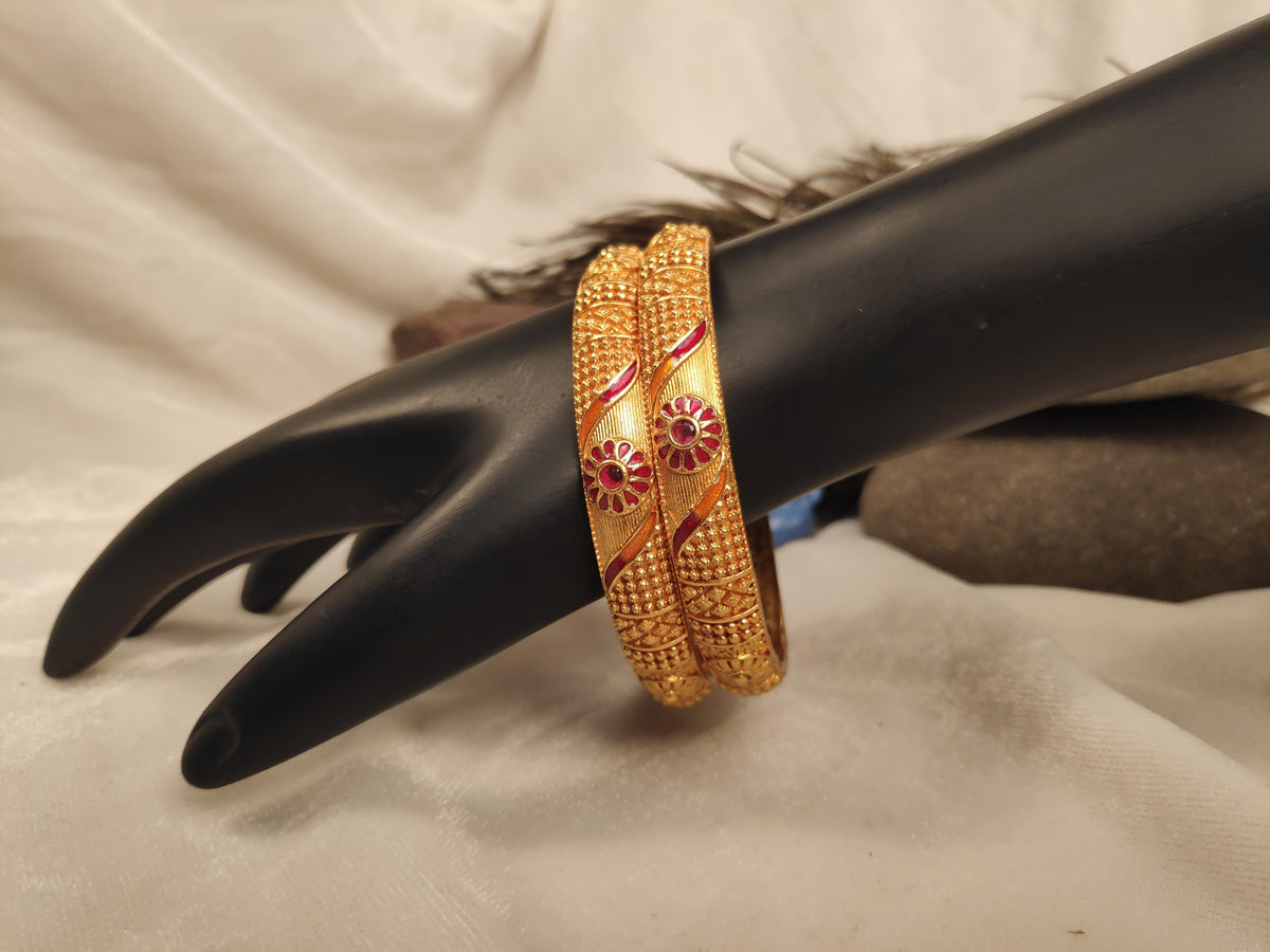 1 Gram Gold Plated Traditional Bangles for Women