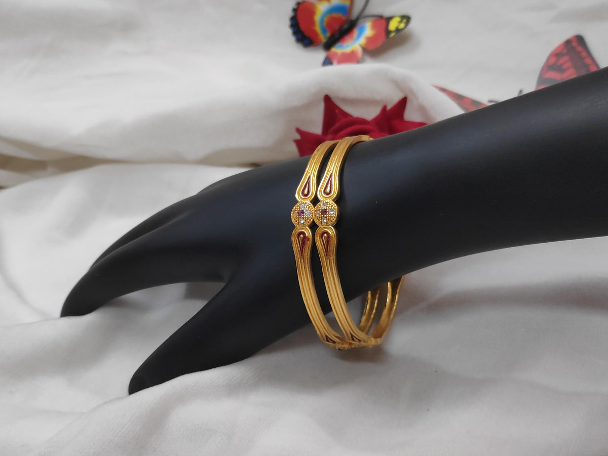 1 Gram Gold Plated Traditional Bangles for Women