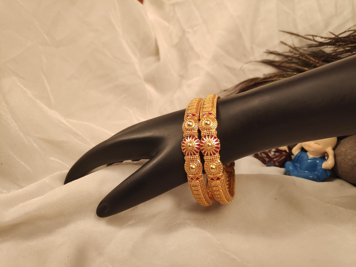 1 Gram Gold Plated Traditional Bangles for Women