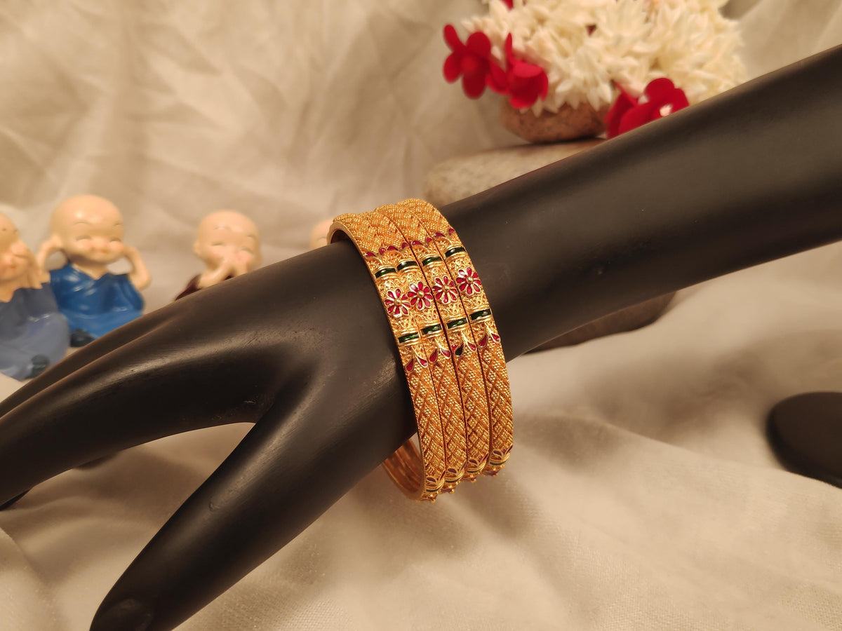 1 Gram Gold Plated Traditional Bangles for Women