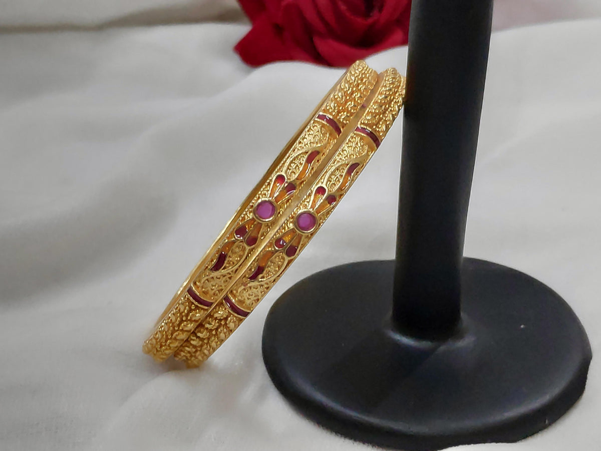 1 Gram Gold Plated Traditional Bangles for Women