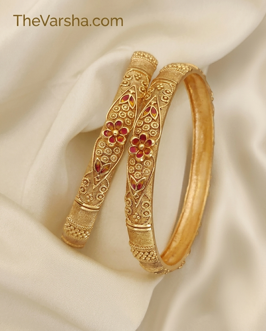1 Gram Gold Plated Traditional Bangles for Women