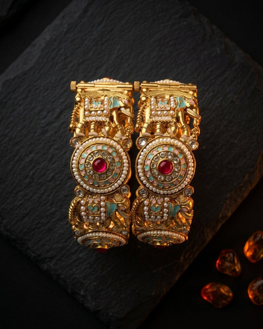 1 Gram Gold Plated Traditional Bangles for Women