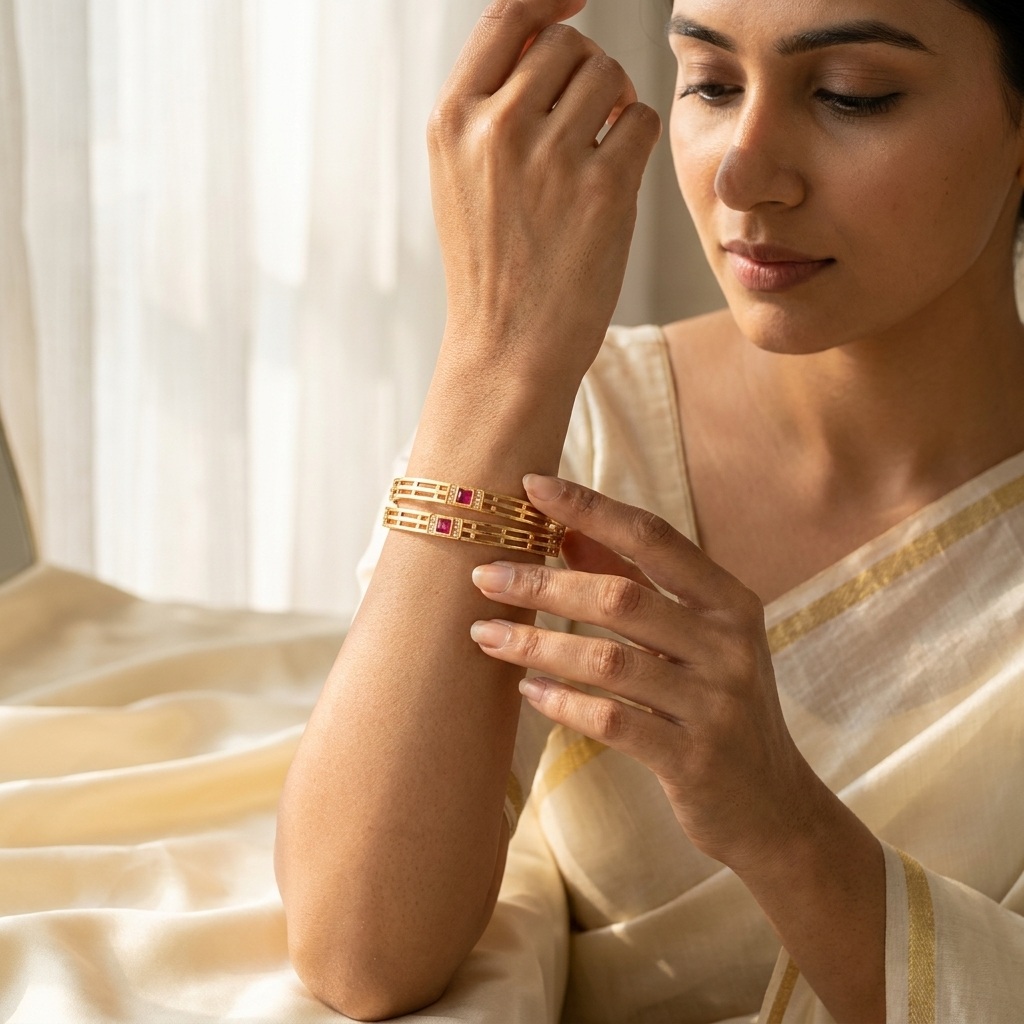 1 Gram Gold Plated Traditional Bangles for Women