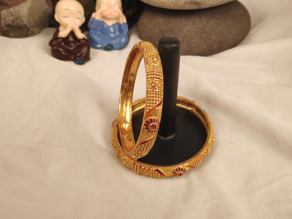 1 Gram Gold Plated Traditional Bangles for Women