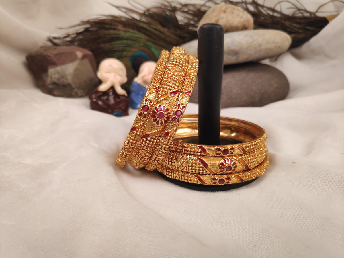 1 Gram Gold Plated Traditional Bangles for Women