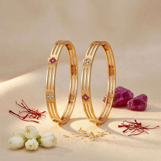 1 Gram Gold Plated Traditional Bangles for Women