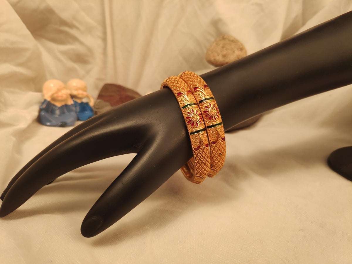 1 Gram Gold Plated Traditional Bangles for Women