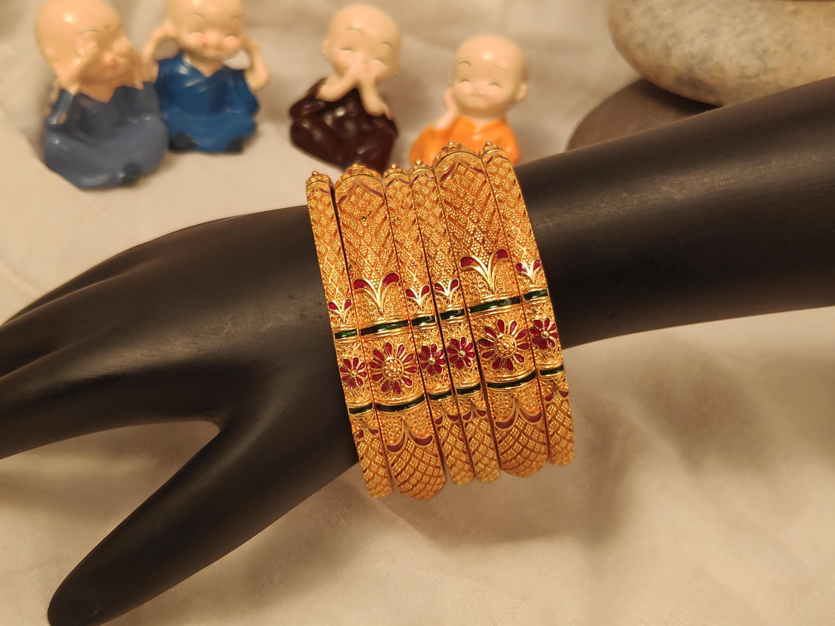 1 Gram Gold Plated Traditional Bangles for Women