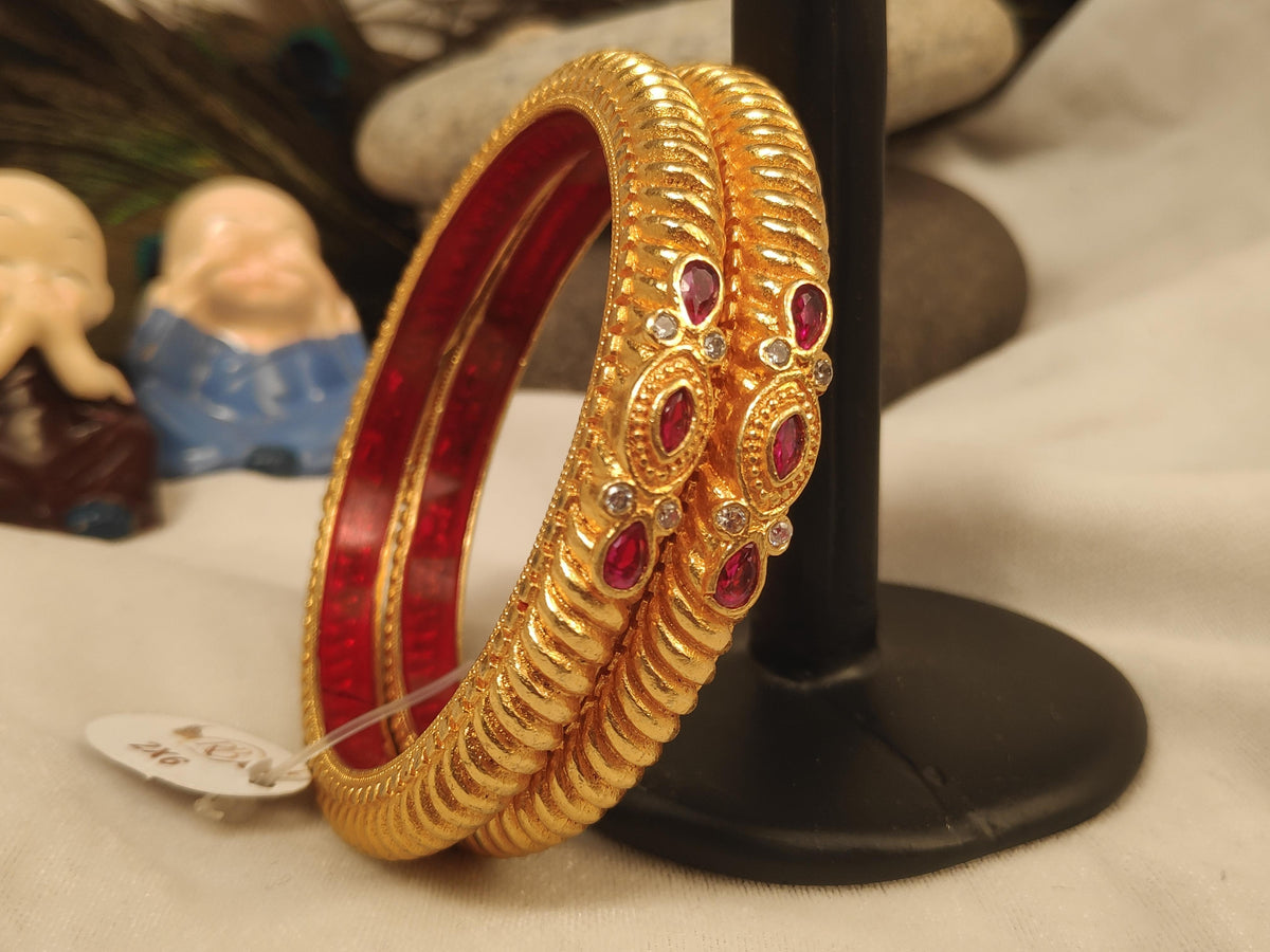 1 Gram Gold Plated Traditional Bangles for Women