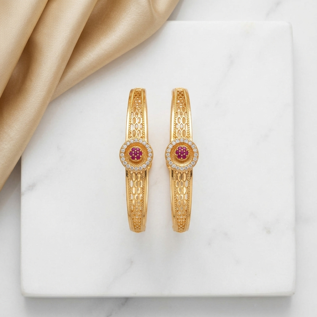1 Gram Gold Plated Traditional Bangles for Women