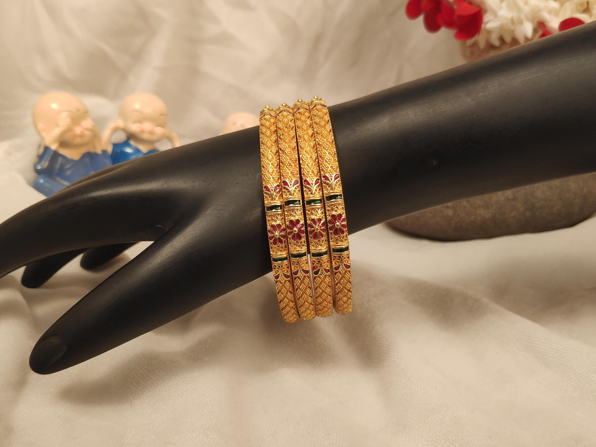 1 Gram Gold Plated Traditional Bangles for Women
