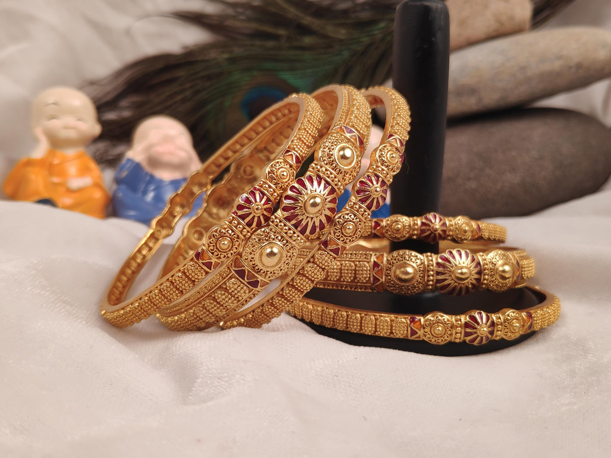 1 Gram Gold Plated Traditional Bangles for Women
